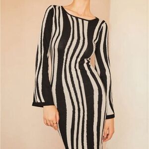 Commense Zebratour Long Sleeve Long Dress